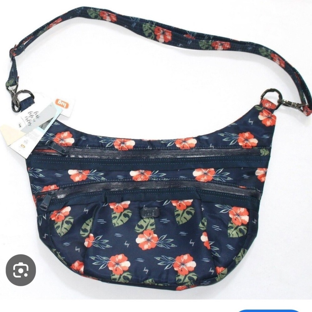 Lug Aloha Navy Hobo Crossbody Bag Lightweight Travel Everyday Shoulder Bag‎